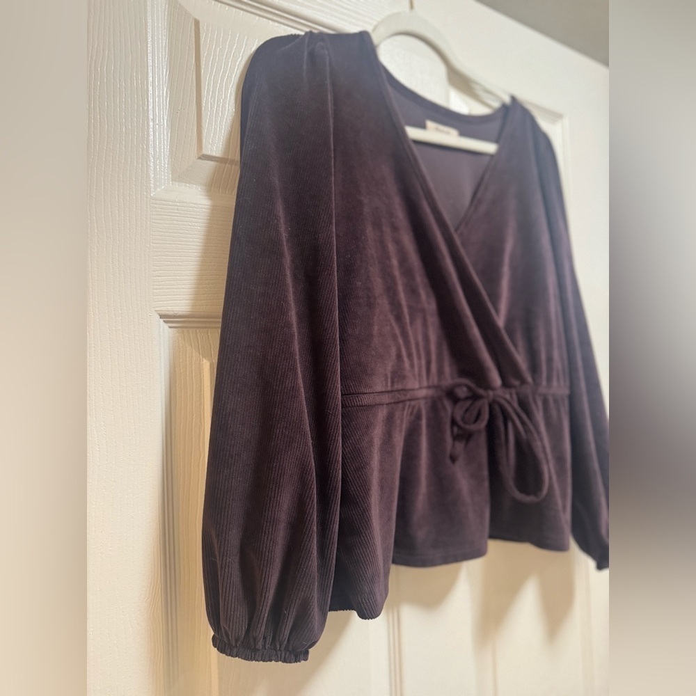 Madewell Velvet Ballet Wrap Top in Deep Purple - Picture 4 of 8